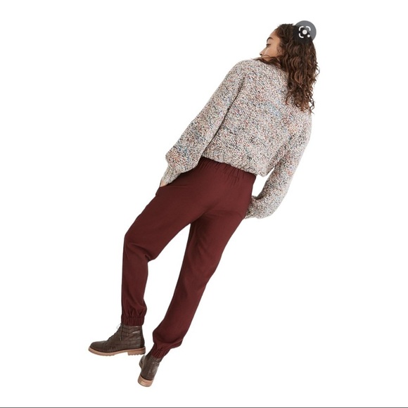 MADEWELL Burgundy Drapey Seamed Track Trousers - Picture 2 of 7